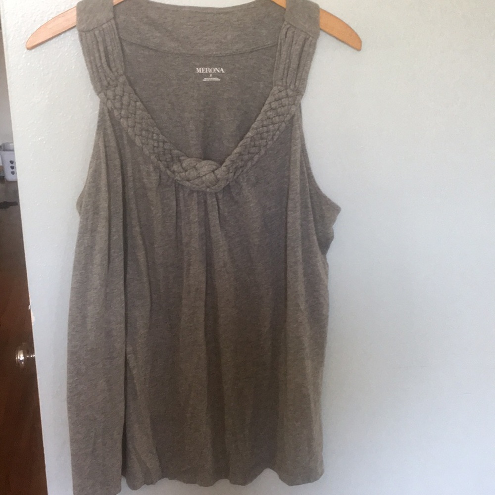 Oversized gray Maternity braided tank